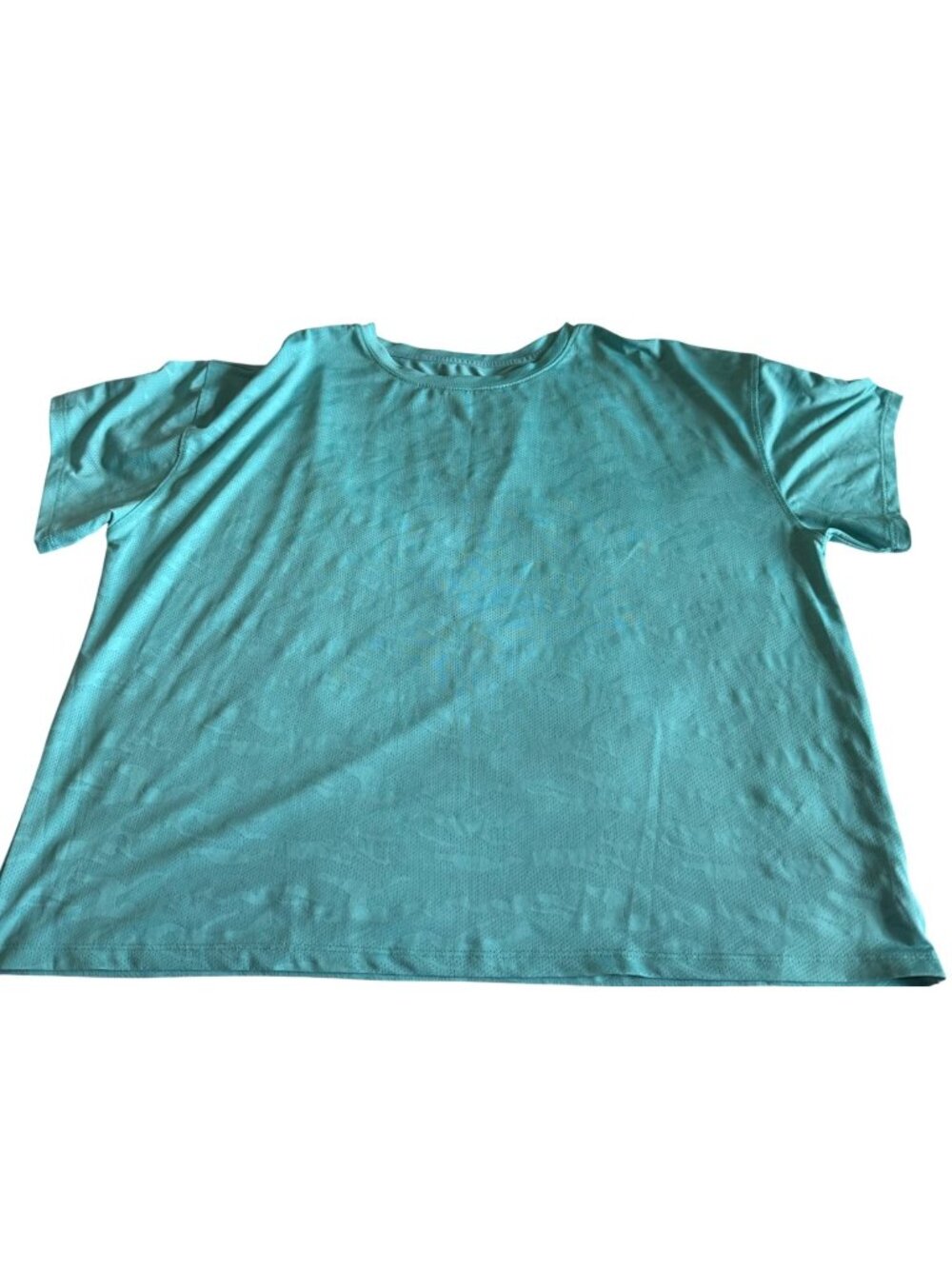 Danskin Womens XXL Camo Mesh Boxy Tee Aqua Green Athletic Workout Shirt